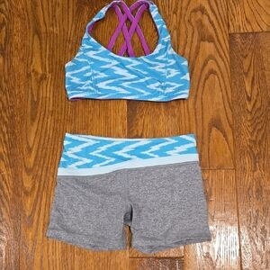 Ivivva Blue and Gray Athletic Set with Purple Straps